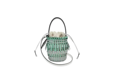 LOEWE Fringe Bucket Bag Small "Fresh Mint/Soft White"