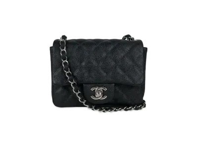 CHANEL Mini Matelasse Caviarskin "Black/Silver"