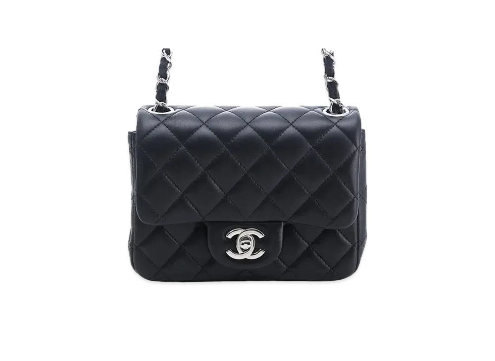 CHANEL Mini Matelasse Lambskin "Black/Silver"