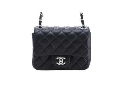 CHANEL Mini Matelasse Lambskin "Black/Silver"