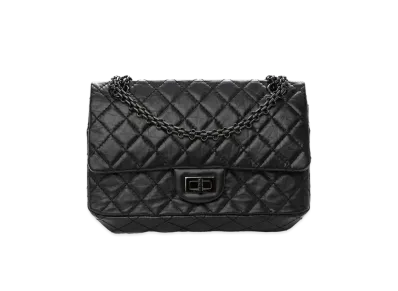 CHANEL 2.55 Chain Shoulder Aged Calfskin "So Black"