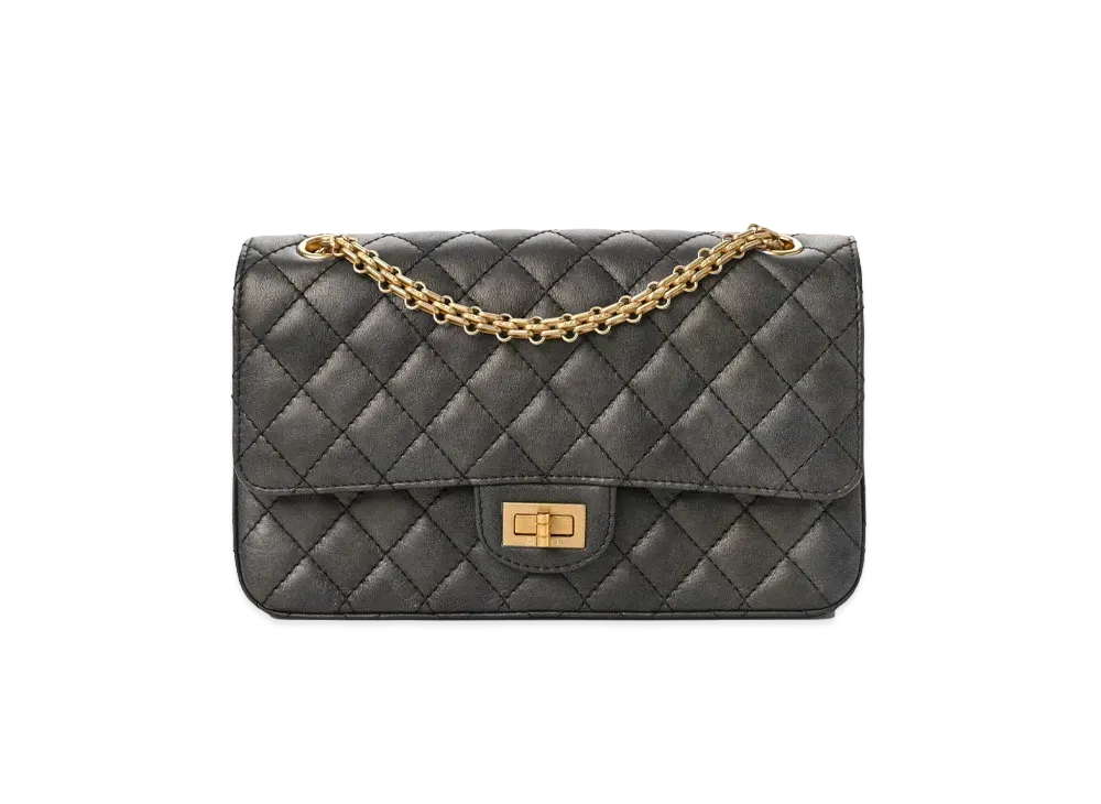 CHANEL 2.55 Chain Shoulder Metallic Calfskin "Gray/Gold"