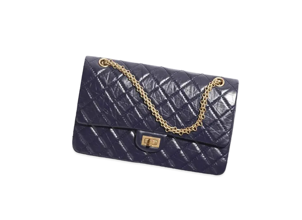 CHANEL Large 2.55 Handbag Aged Calfskin "Navy Blue"