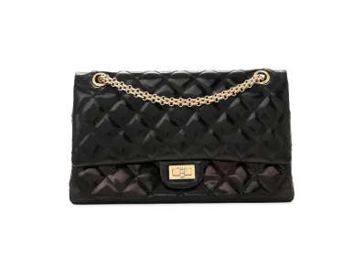 CHANEL 2.55 Chain Shoulder Patent Calfskin "Black/Gold"