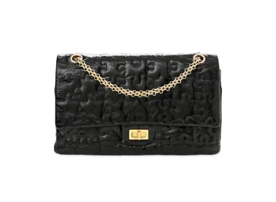 CHANEL 2.55 Chain Shoulder Puzzle Patent Calfskin "Black/Silver"