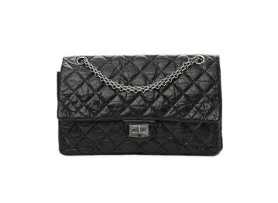 CHANEL 2.55 Chain Shoulder Aged Calfskin "Black/Silver"