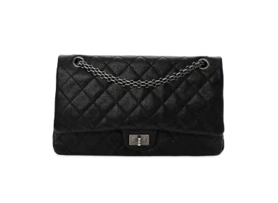 CHANEL 2.55 Chain Shoulder Caviarskin "Black/Silver"