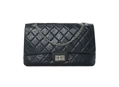CHANEL 2.55 Chain Shoulder Aged Calfskin "Navy/Silver"