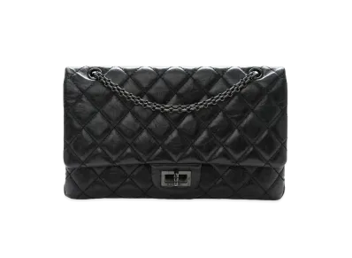 CHANEL 2.55 Chain Shoulder Aged Calfskin "So Black"
