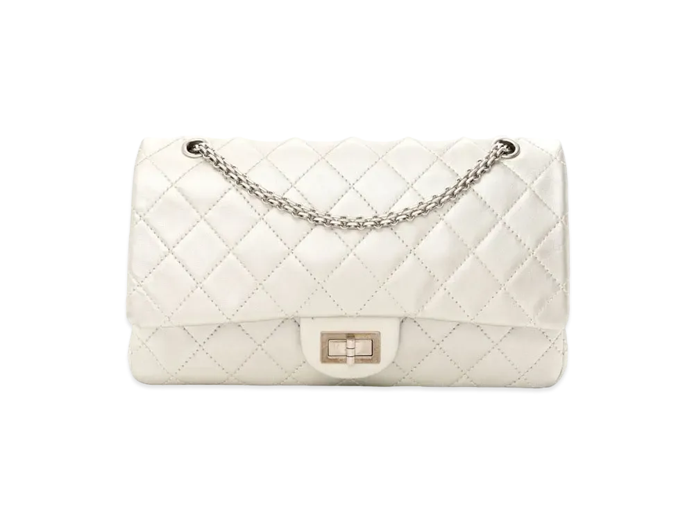 CHANEL 2.55 Chain Shoulder Metallic Lambskin "Pearl/Silver"