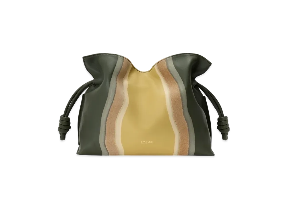 LOEWE Flamenco Clutch Landscape Medium "Bottle Green/Ochre"