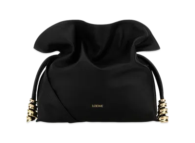 LOEWE Women's Leather Medium Coil Flamenco Clutch "Black"