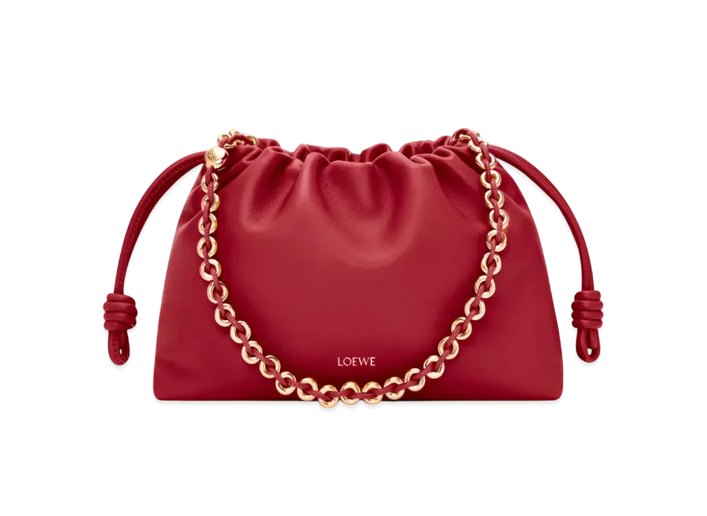 LOEWE Medium Flamenco Purse in Mellow Nappa Lambskin "Burnt Red"