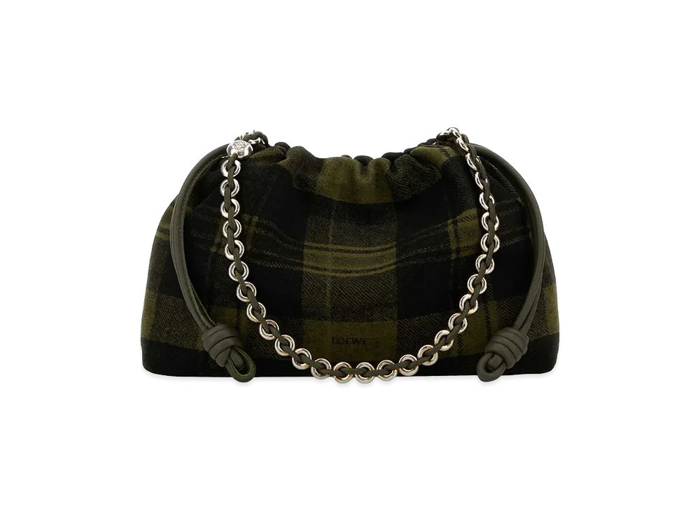 LOEWE Women's Suede Medium Flamenco Purse Clutch "Printed/Checked"