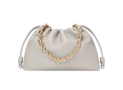 LOEWE Large Flamenco Purse in Mellow Nappa Lambskin "Shell Grey"