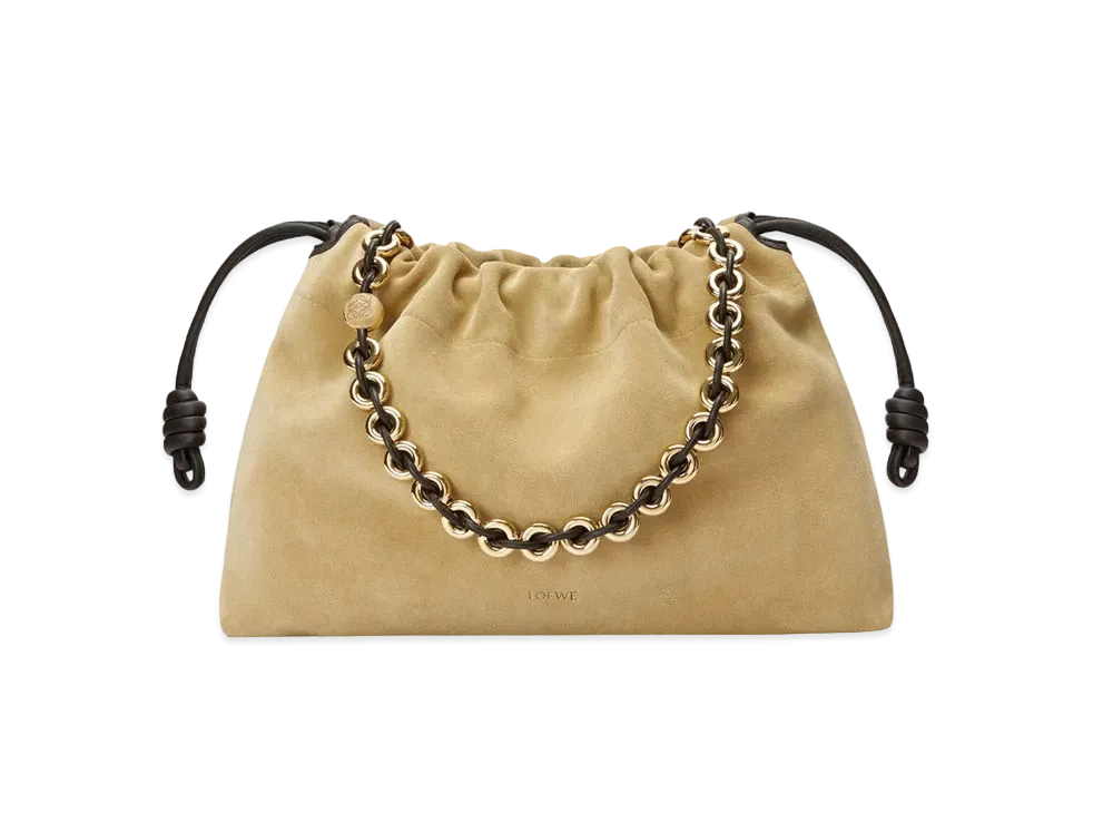 LOEWE Large Flamenco Purse in Suede Calfskin "Gold"
