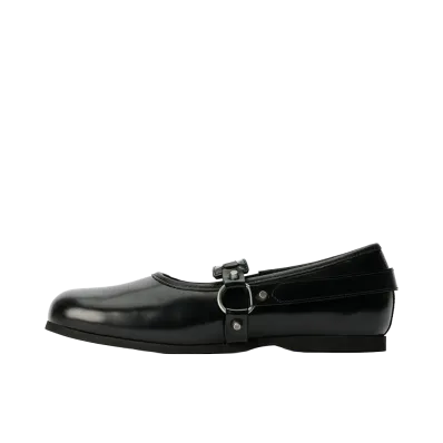 Our Legacy Mary Jane Slip in "Glazed Black Leather"