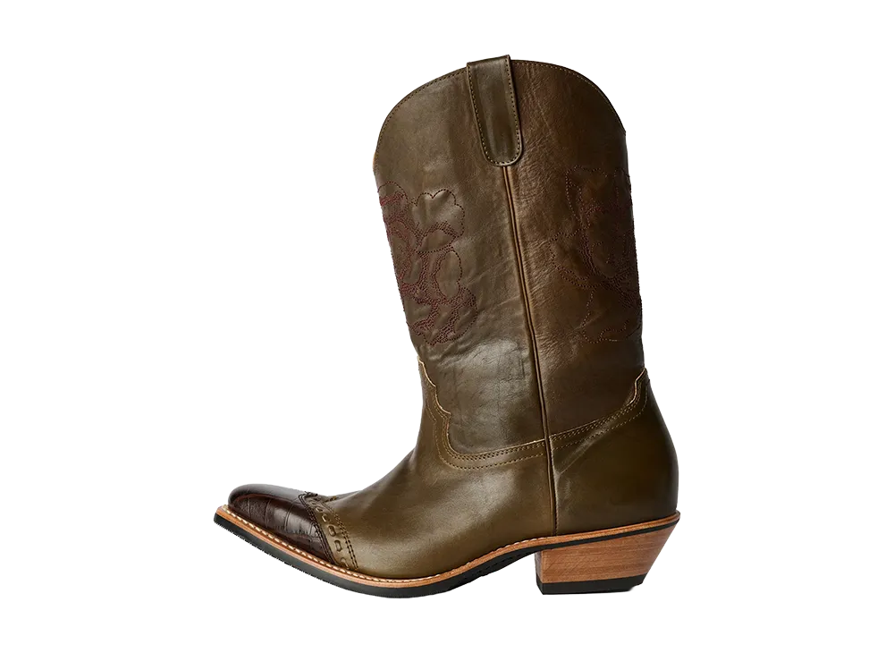 Our Legacy Floral Consultant Boot "True Dye Olive Leather"