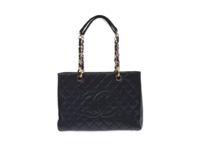 CHANEL GST Matelasse Chain Tote Bag Caviarskin "Black/Gold"