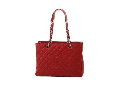 CHANEL GST Matelasse Chain Tote Bag Caviarskin "Red/Silver"