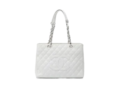 CHANEL GST Matelasse Chain Tote Bag Caviarskin "White/Silver"
