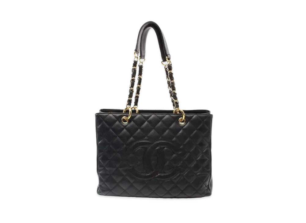 CHANEL GST Matelasse Chain Tote Bag Caviarskin "Black/Gold"