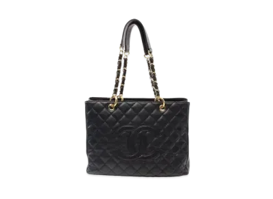 CHANEL GST Matelasse Chain Tote Bag Caviarskin "Black/Gold"