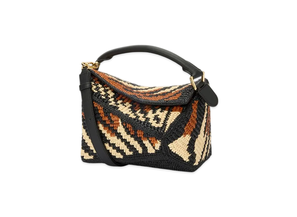 LOEWE Puzzle Edge Bag Small "Black/Honey Gold"