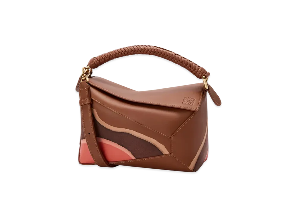 LOEWE Puzzle Edge Landscape Bag Small "Pecan/Parrot Pink"