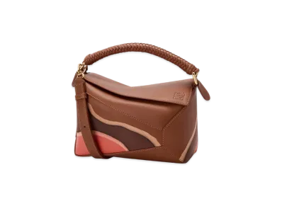 LOEWE Puzzle Edge Landscape Bag Small "Pecan/Parrot Pink"