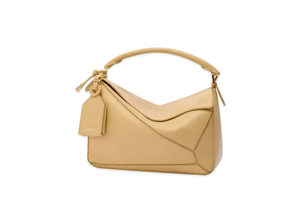LOEWE Small Featherlight Puzzle Bag in Nappa Lambskin "Dark Butter"
