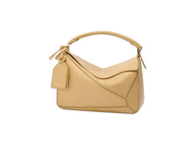 LOEWE Small Featherlight Puzzle Bag in Nappa Lambskin "Dark Butter"
