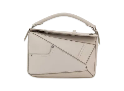 LOEWE Women's Leather Small Puzzle Panta Handbag "Light Gray"