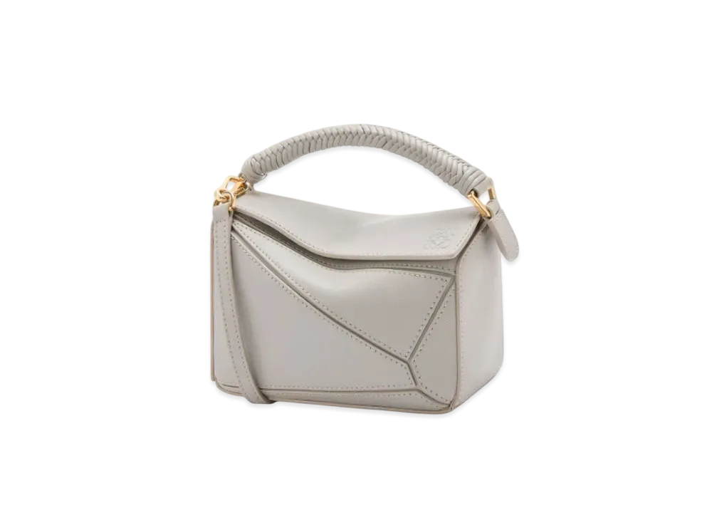 LOEWE Mini Puzzle Bag in Smooth Calfskin "Shell Grey"