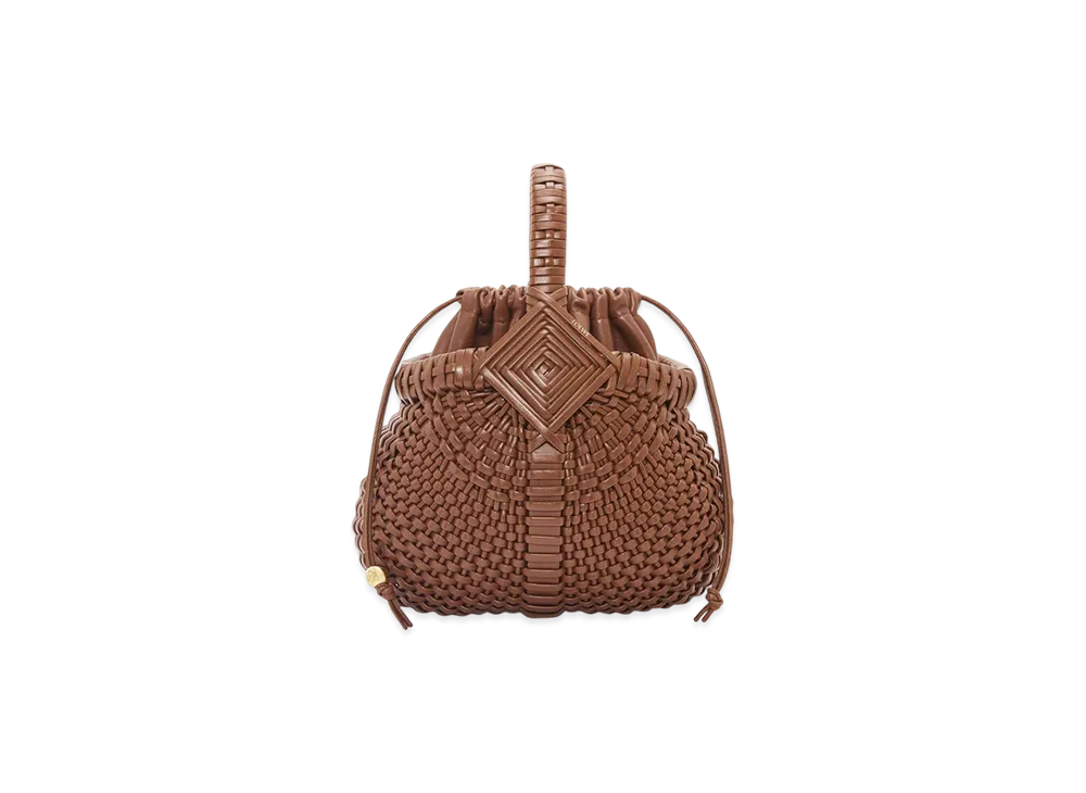 LOEWE Diamond Round Basket Bag Mini "Dark Tan"