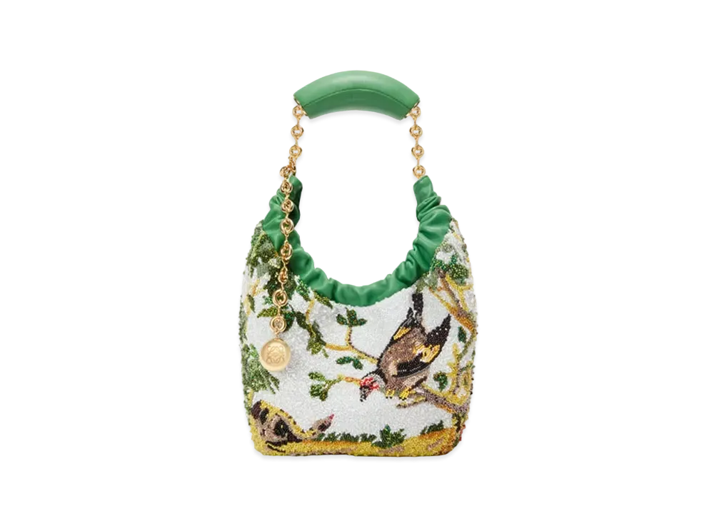 LOEWE Mini Squeeze Bag in Beaded Leather "Green"