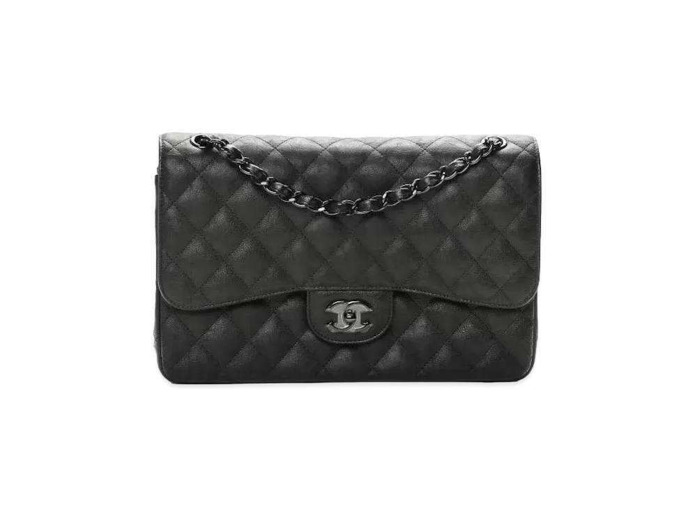 CHANEL Deca Matelasse Classic Double Flap Calfskin "Black/Silver"