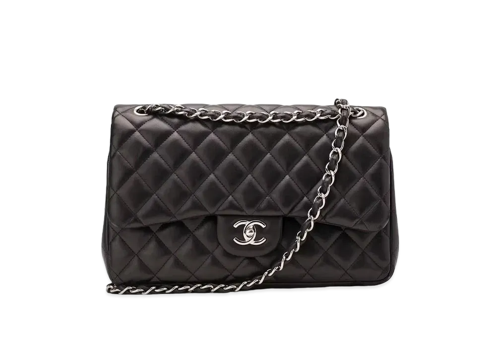 CHANEL Deca Matelasse Classic Double Flap Lambskin "Black/Silver"