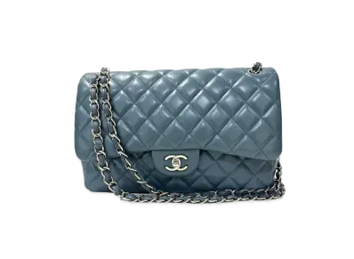 CHANEL Deca Matelasse Double Flap Lambskin "Blue/Silver"