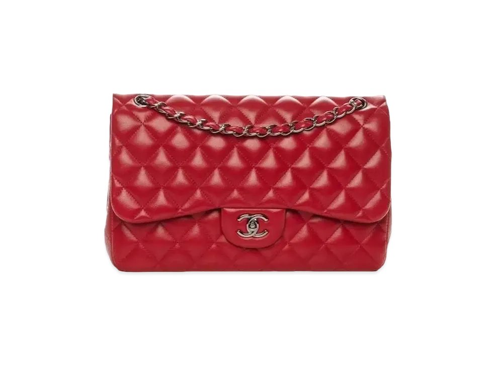 CHANEL Deca Matelasse Classic Double Flap Lambskin "Red/Silver"