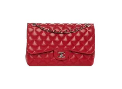 CHANEL Deca Matelasse Classic Double Flap Lambskin "Red/Silver"
