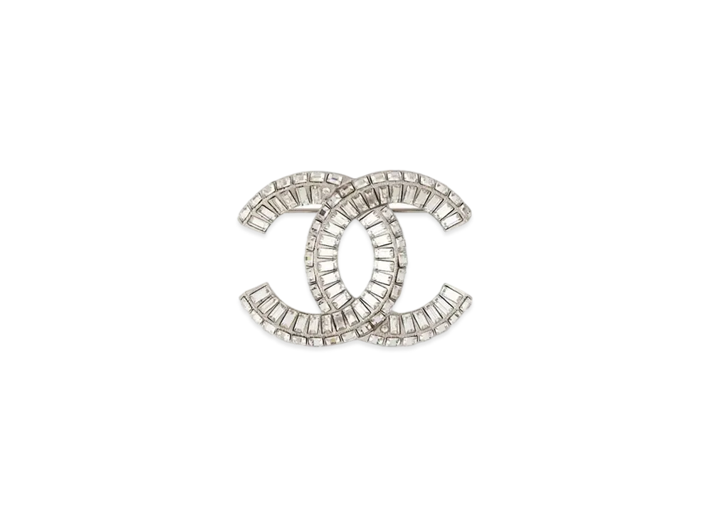 CHANEL Strass CC Brooch "Silver"