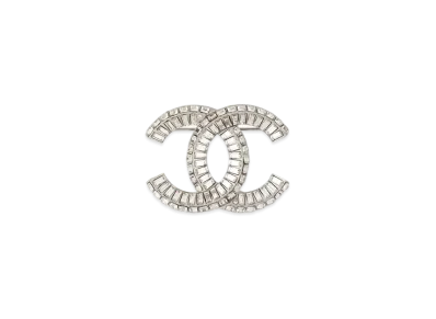 CHANEL Strass CC Brooch "Silver"