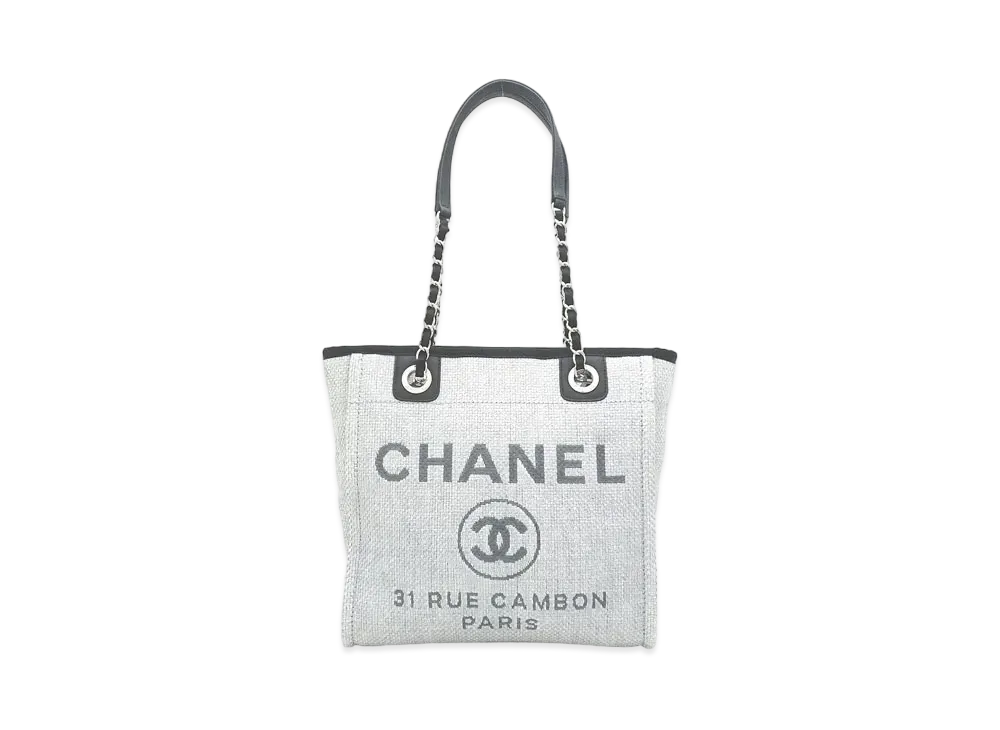 CHANEL Mini Deauville Tote Canvas "Gray/Black/Silver"