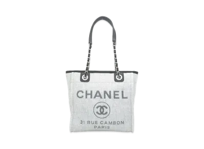 CHANEL Mini Deauville Tote Canvas "Gray/Black/Silver"
