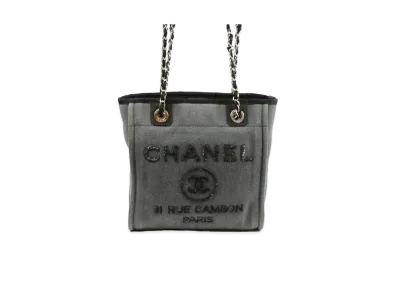 CHANEL Mini Deauville Tote Denim "Gray/SequinsBK/Silver"