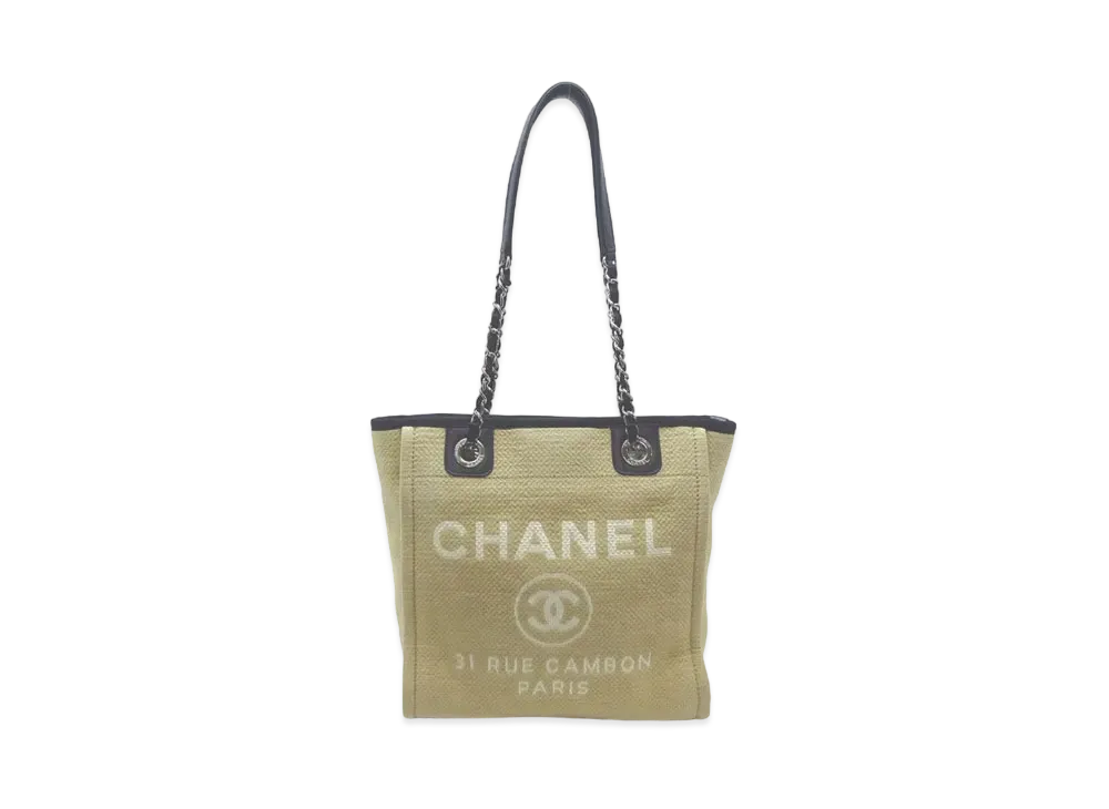CHANEL Mini Deauville Tote Canvas "Light Beige/Silver"