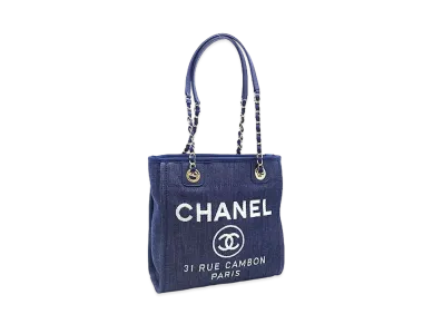 CHANEL Mini Deauville Tote Denim "Navy/Gold"