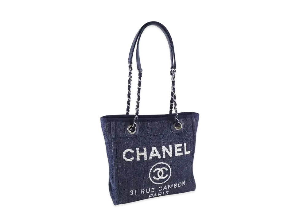 CHANEL Mini Deauville Tote Denim "Navy/Silver"