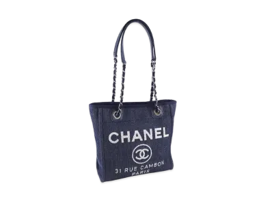 CHANEL Mini Deauville Tote Denim "Navy/Silver"